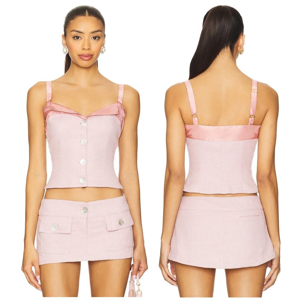 Fait Par Foutch Evelyn Cropped Top Tweed Linen Coquette Preppy Evening Y2K M